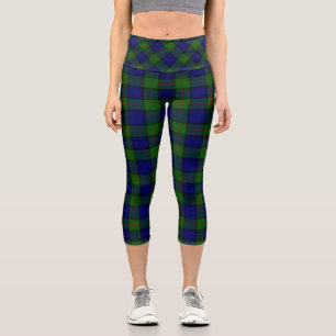 Murray tartan blue green plaid capri leggings
