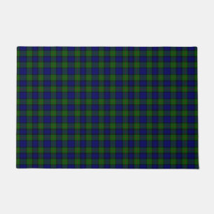 Murray tartan blue green plaid doormat