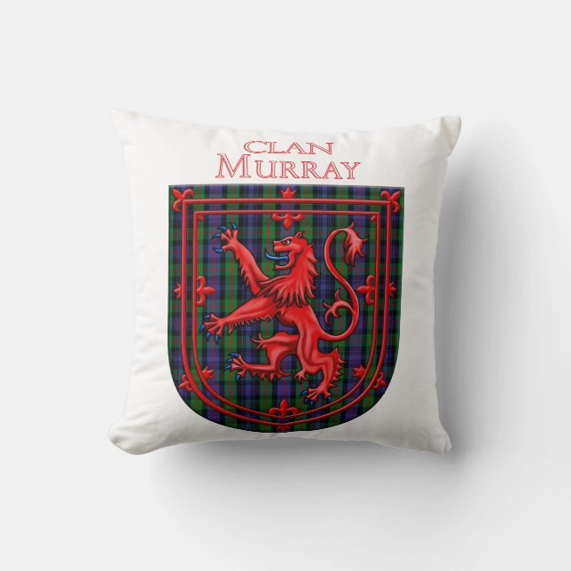 Murray Tartan Scottish Plaid Lion Rampant Cushion (Front)