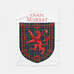 Murray Tartan Scottish Plaid Lion Rampant Fleece Blanket