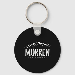 Murren Switzerland Mountains Swiss Skier Skiing Key Ring