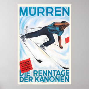 Mürren Switzerland Racing Days Vintage Ski Poster