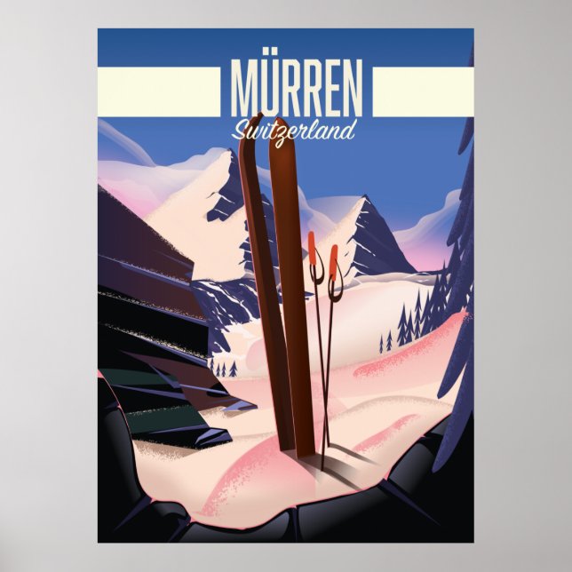 Murren Switzerland ski poster art print. (Front)