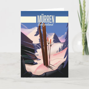 Murren Switzerland ski poster art print. Card