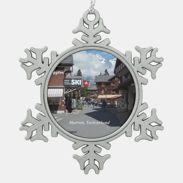 Murren, Switzerland Snowflake Ornament 1 (Front)