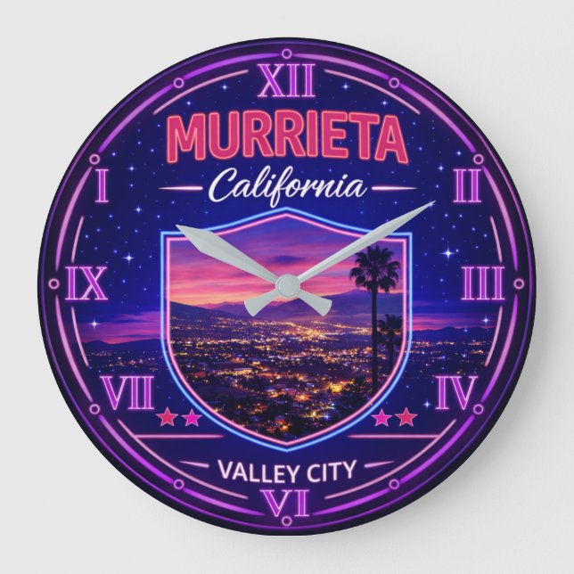 Murrieta California Valley Sunset Large Clock (Front)