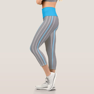 Murugi Apparels Azure Strips High Waisted Capri Leggings
