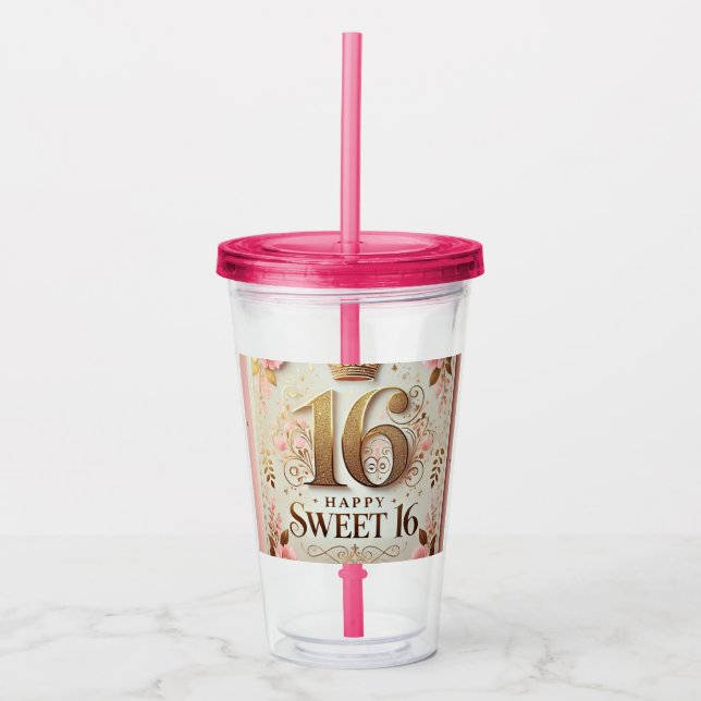 Murugi Drinkware Collection  Sweet16 Birthday  Acrylic Tumbler (Front)