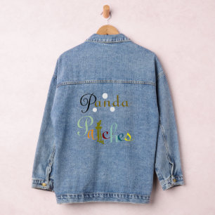 Murugi Wear Panda Patches Women's  Denim Jacket