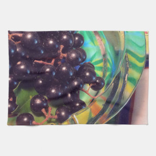 Muscadine Grapes and Transparent Glass Tea Towel