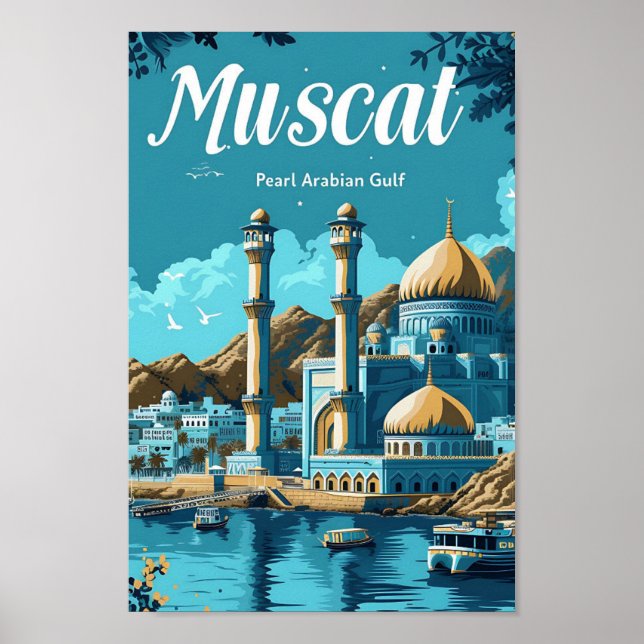 Muscat Oman Artistic Travel Illustration Poster (Front)