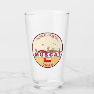 Muscat Oman City Skyline Emblem Glass