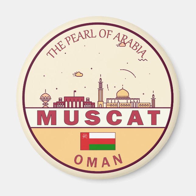 Muscat Oman City Skyline Emblem Magnet (Front)