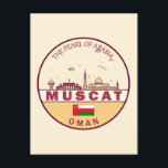 Muscat Oman City Skyline Emblem Postcard<br><div class="desc">Muscat minimalist,  colourful art design featuring monuments and landmarks of the city in Oman.</div>