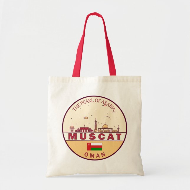 Muscat Oman City Skyline Emblem Tote Bag (Front)