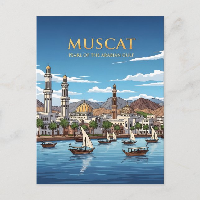 Muscat Oman waterfront cityscape Postcard (Front)