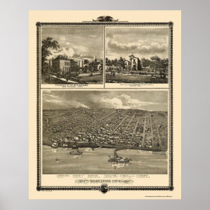 Muscatine City, IA Panoramic Map - 1875 Poster
