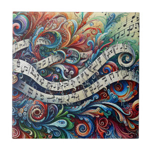 Muscial Notes Graffiti Ceramic Tile