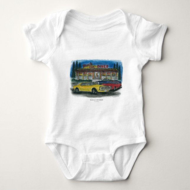 MUSCLE CAR DINER BABY BODYSUIT (Front)