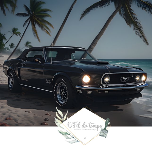 Muscle Car - Mustang- Beach front decoupage Tissue Paper (Creator Uploaded)