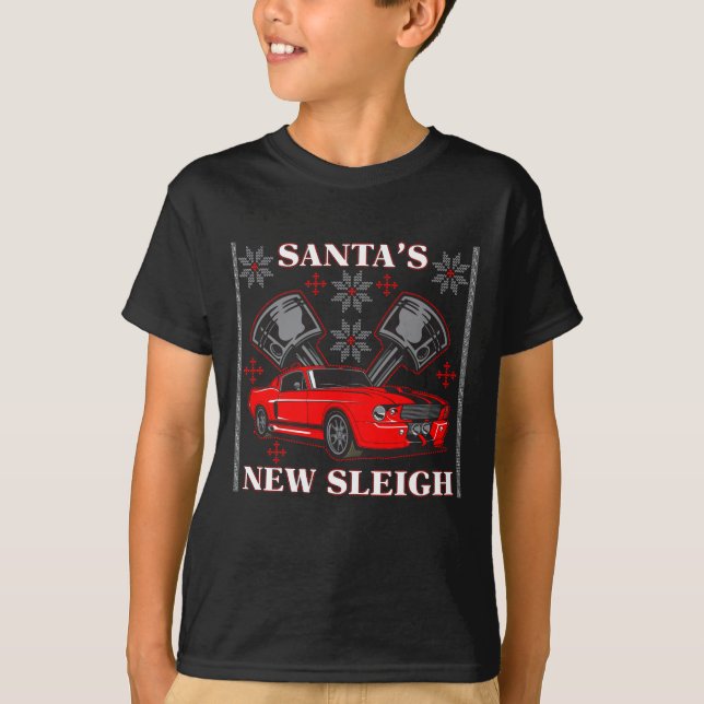 Muscle Car Santa's New Sleigh Ugly Holiday Sweater (Front)