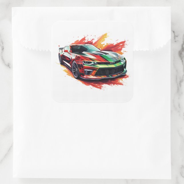 Muscle Car Square Sticker (Bag)