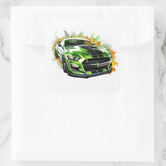 Muscle Car Square Sticker (Bag)