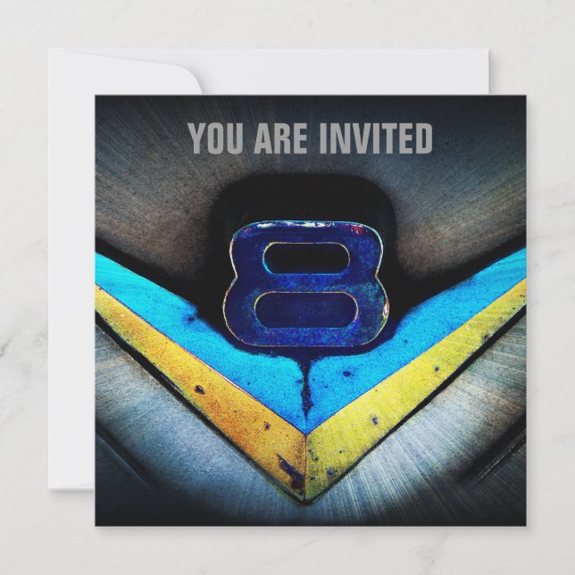 Muscle Car V8 Power and Chrome Invitation (Front)