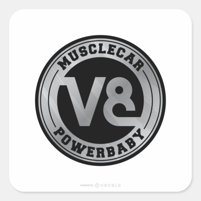 Muscle Car V8 Square Sticker (Front)