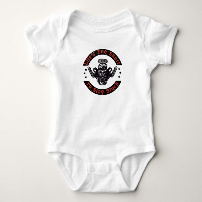 Muscle Car V8 Turbocharger Tuning Racing Car Baby Bodysuit (Front)
