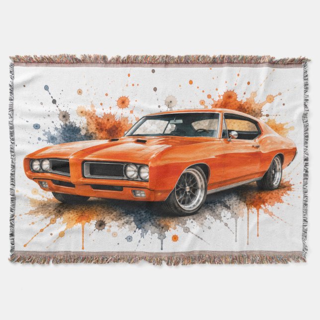 Muscle Car Woven Throw Blanket (Front)