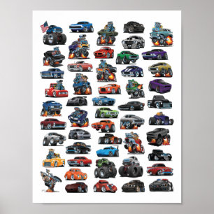 Muscle Cars, Classic Cars, Trucks and a Chopper Poster
