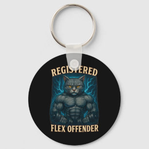 Muscle Cat Registered Flex Offender Funny Gym Meme Key Ring