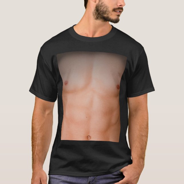 Muscle Chest Fake Body Abs T-Shirt (Front)