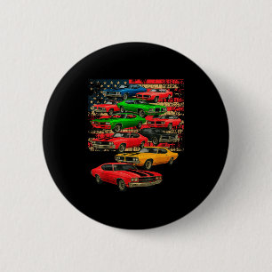 Muscle classic car guy american flag father's day 6 cm round badge
