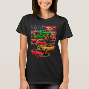 Muscle classic car guy american flag father's day T-Shirt