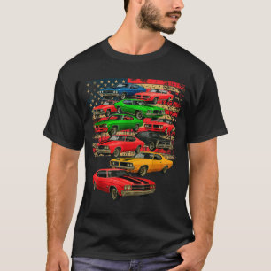 Muscle classic car guy american flag father's day T-Shirt