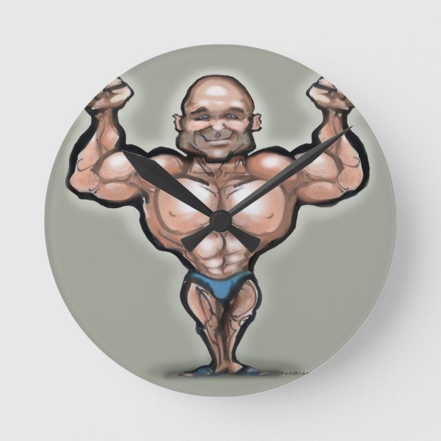 Muscle Dude Round Clock (Front)