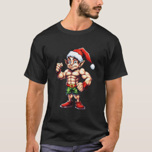 Muscle Elf Santa-Inspired Christmas Fitness T-Shirt