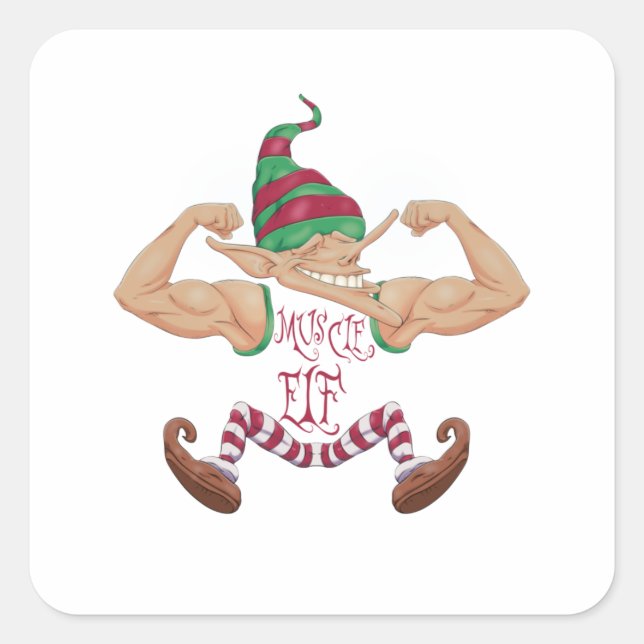 Muscle Elf Square Sticker (Front)