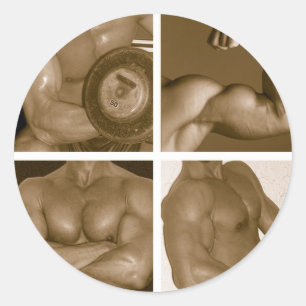 Muscle Flex: www.AriesArtist.com Classic Round Sticker