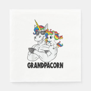Muscle Grandpa Unicorn Old Pops Grandpacorn Funny Napkin