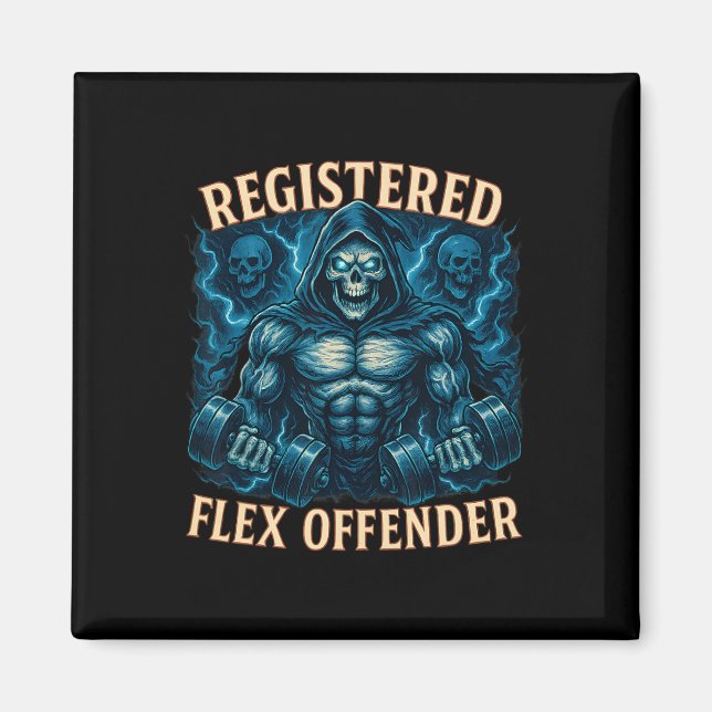 Muscle Grim Reaper Registered Flex Offender Funny  Magnet (Front)