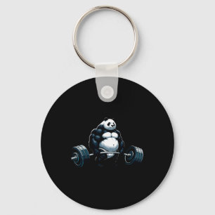 Muscle Gym Panda Bodybuilder Weightlifting Motivat Key Ring