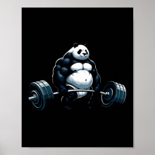 Muscle Gym Panda Bodybuilder Weightlifting Motivat Poster
