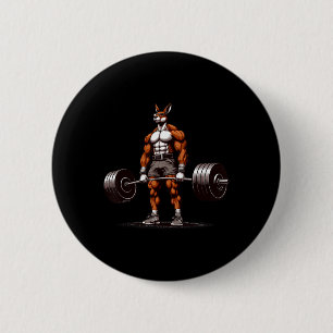 Muscle Kangaroo Deadlifting Funny Gym Weightliftin 6 Cm Round Badge