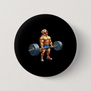 Muscle Labrador Dog Deadlifting Gym Weightlifting 6 Cm Round Badge