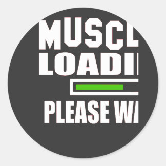 Muscle Loading Pleasy Wait  Classic Round Sticker