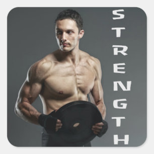 Muscle Man Strength Lift Weights Gym Workout Square Sticker
