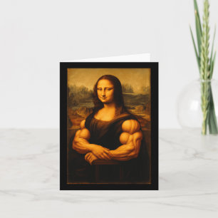 Muscle Mona Lisa Bodybuilder Weightlifting Gym And Card